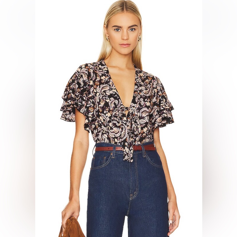 4/$50 NWOT Free People intimately Call Me Later Printed body suit